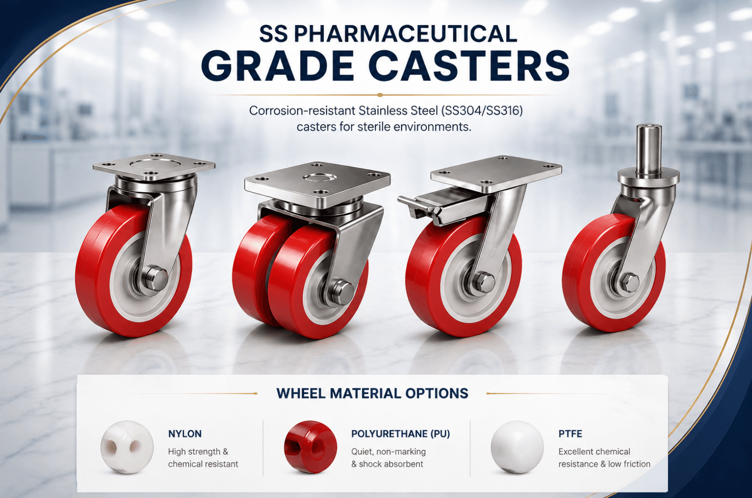 SS Pharmaceutical Grade Casters